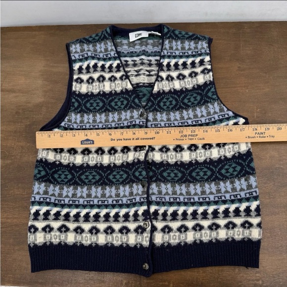 Vintage BP Nordstrom Sweater Vest Fair Isle Multi Striped Lambswool Medium - Picture 5 of 8